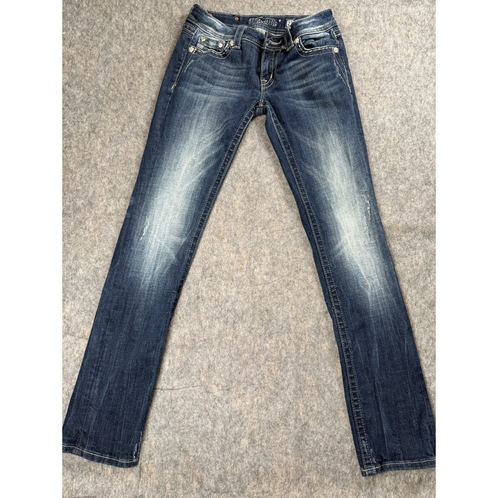 Miss Me‎ Jeans Size 27 Straight Leg Embellished Angel Wing Pockets JE5616T4L